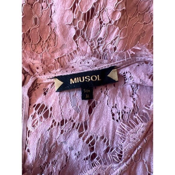 Elegant Pink Lace Floral Cocktail Dress By Miusol Medium - Picture 6 of 6